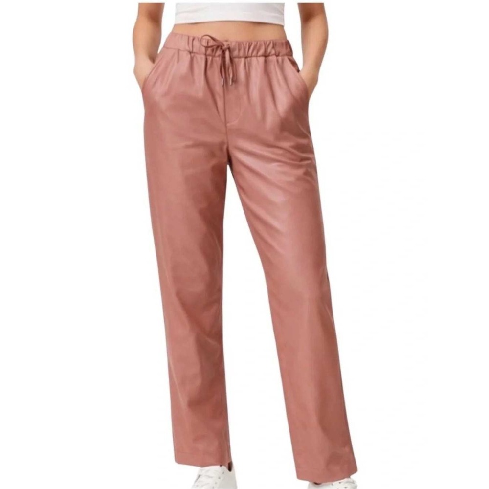 Wildfang Empower Vegan Leather Drawstring Pant Mauve Pink NWT Wmns XS Streetwear
